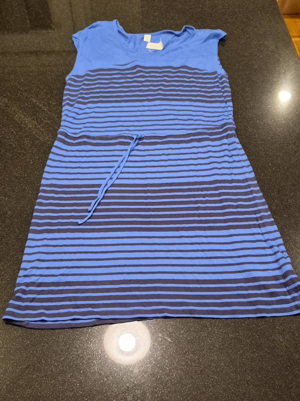 Old Navy Blue Striped Casual Women's Tie Waist Dress, Size L